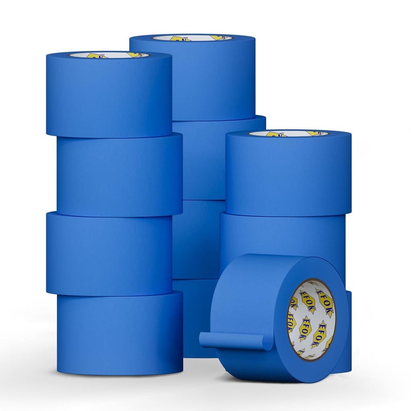 EFOK 12 Pack Blue Painters Tape 3 Inch Wide Bulk - Paint Tape 3 Inches x 55 Yards - Painter's Tape Blue Masking Tape for Walls Painting Packing Automotive Home, Total 660 Yards - Image 1